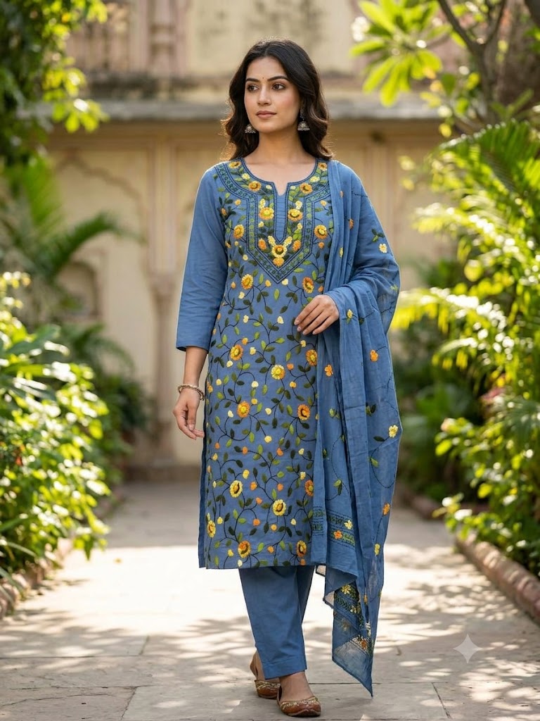 Chikonwala's Exclusive Hand Embroidered Fulkari Dress