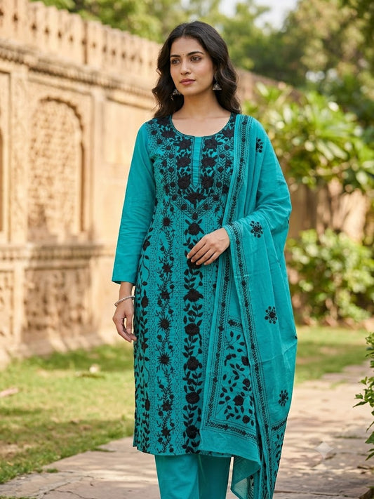 Chikonwala's Exclusive Hand Embroidered Fulkari Dress