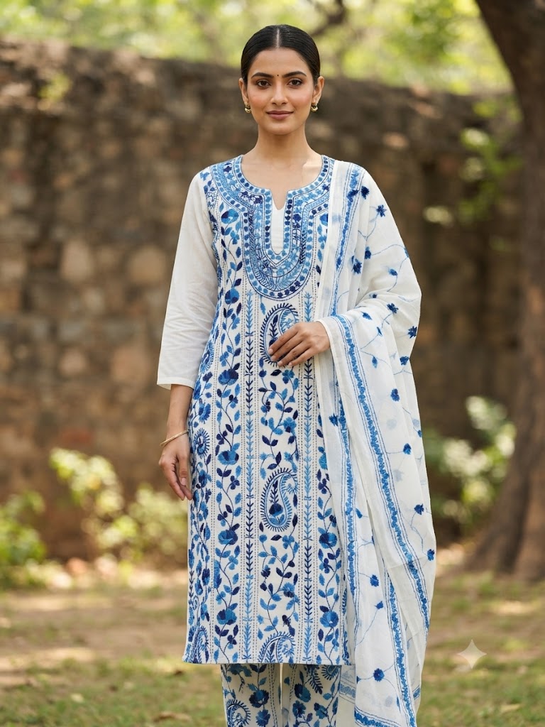 Chikonwala's Exclusive Hand Embroidered Fulkari Dress