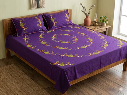 Chikonwala's Hand Embroidered Floral Design Bedsheet