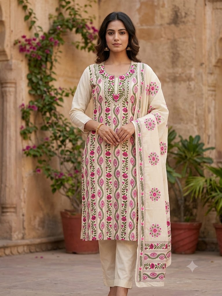 Chikonwala's Exclusive Hand Embroidered Fulkari Dress