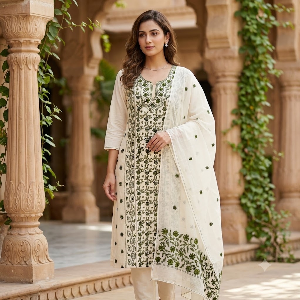 Chikonwala's Exclusive Hand Embroidered Fulkari Dress