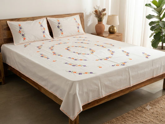 Chikonwala's Hand Embroidered Floral Design Bedsheet