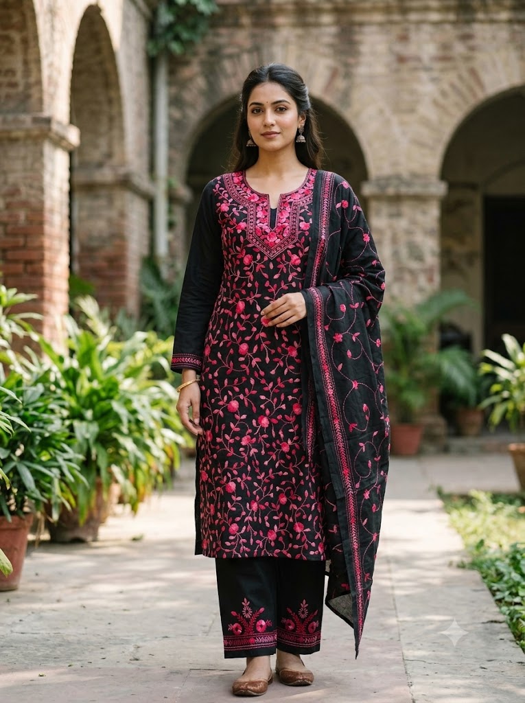 Chikonwala's Exclusive Hand Embroidered Fulkari Dress