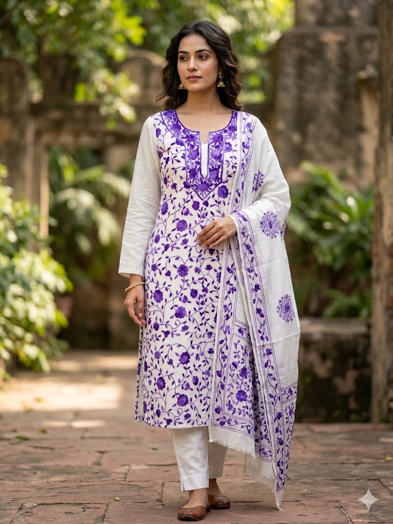 Chikonwala's Exclusive Hand Embroidered Fulkari Dress