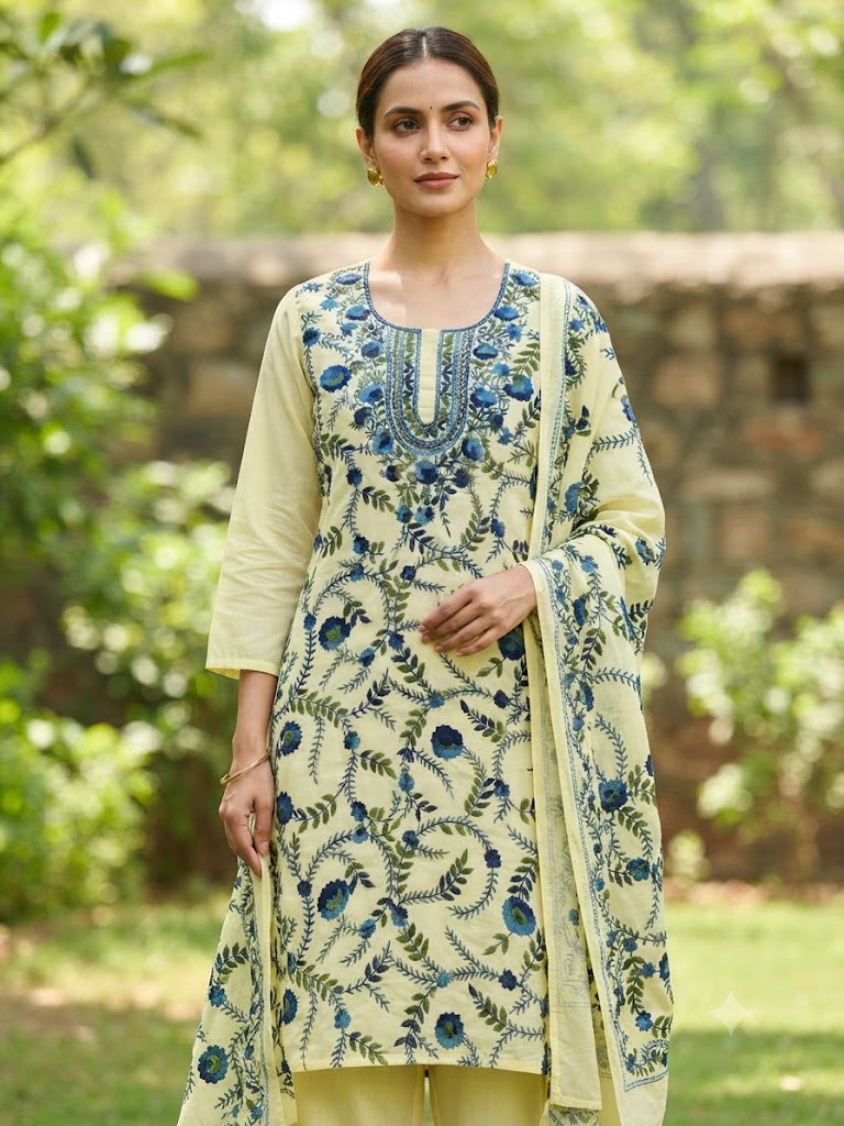 Chikonwala's Exclusive Hand Embroidered Fulkari Dress