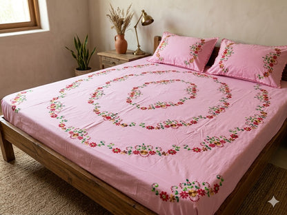 Chikonwala's Hand Embroidered Floral Design Bedsheet