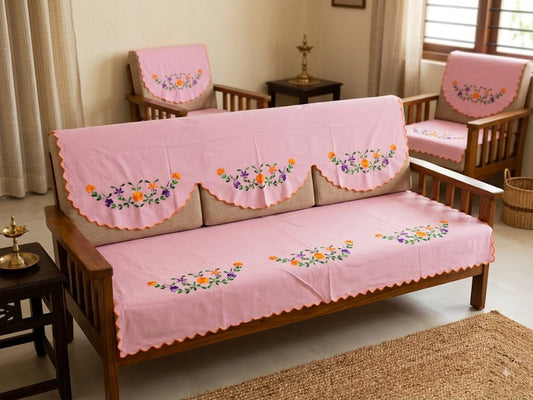 Hand Embroidered Sofa Cover (3+1+1 Seater)