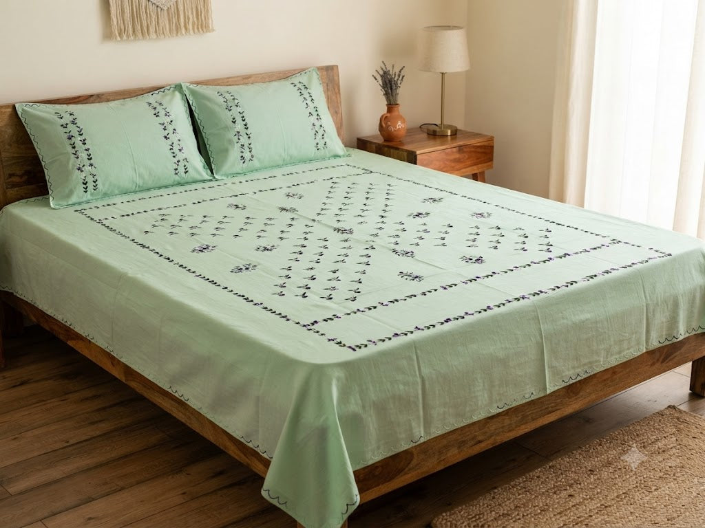 Chikonwala's Hand Embroidered Floral Design Bedsheet