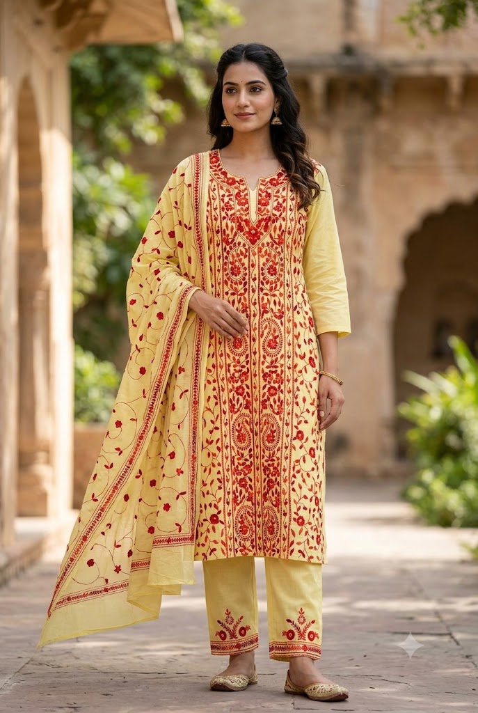 Chikonwala's Exclusive Hand Embroidered Fulkari Dress