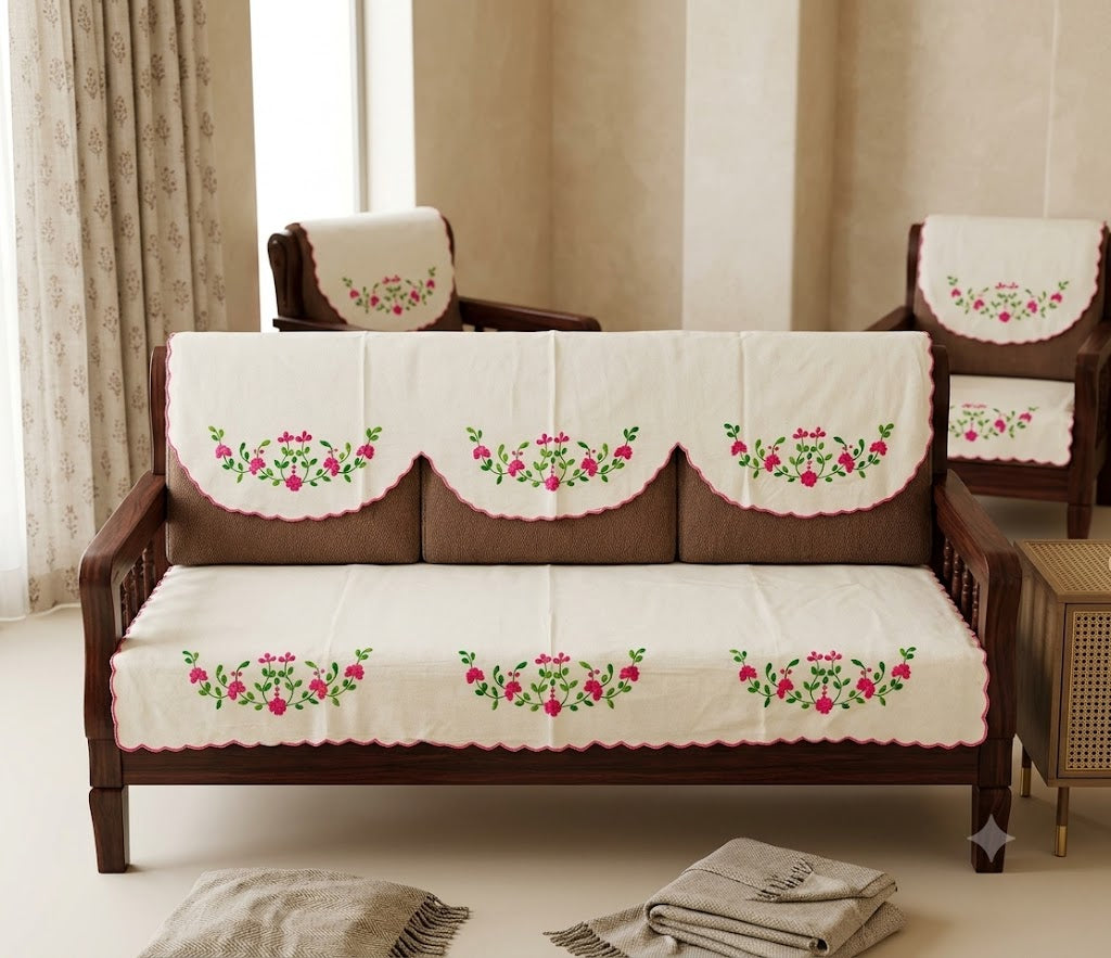 Hand Embroidered Sofa Cover (3+1+1 Seater)