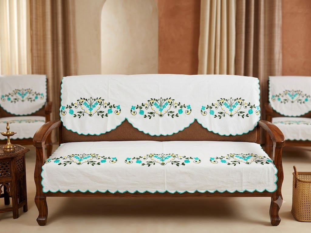 Hand Embroidered Sofa Cover (3+1+1 Seater)