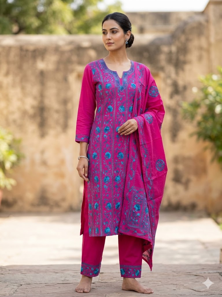 Chikonwala's Exclusive Hand Embroidered Fulkari Dress