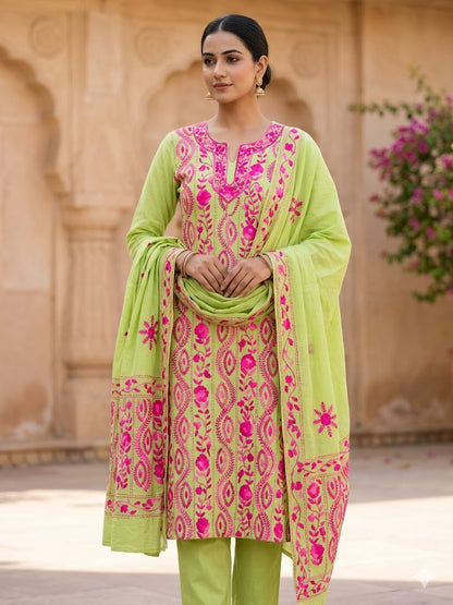 Chikonwala's Exclusive Hand Embroidered Fulkari Dress