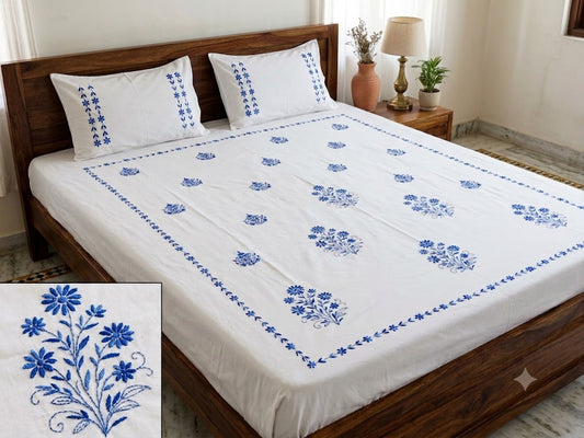 Chikonwala's Hand Embroidered Pure Cotton Bedsheet