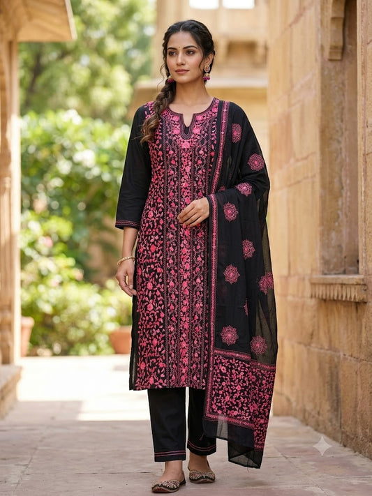 Chikonwala's Exclusive Hand Embroidered Fulkari Dress