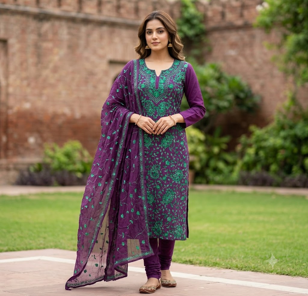 Chikonwala's Exclusive Hand Embroidered Fulkari Dress