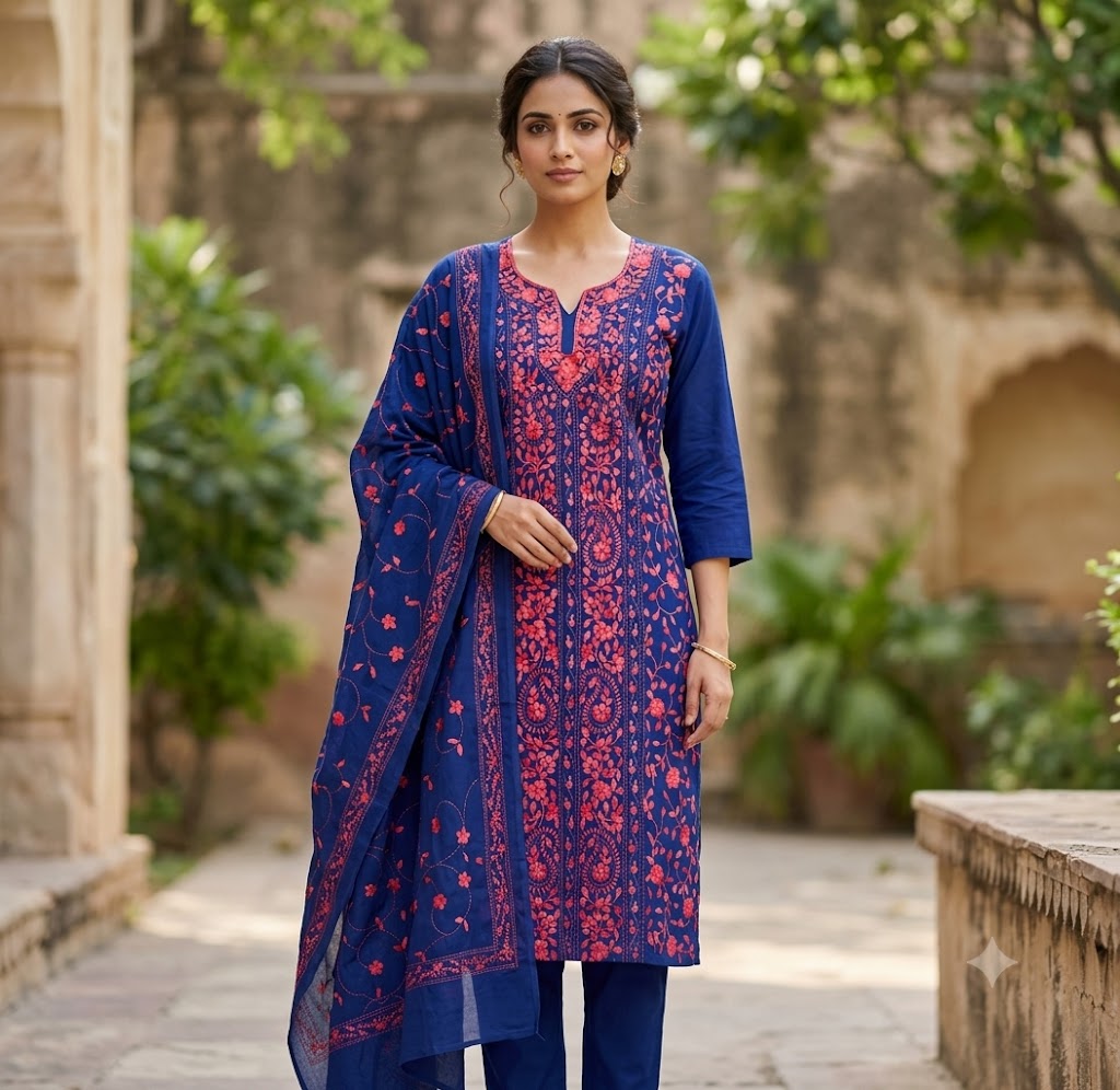 Chikonwala's Exclusive Hand Embroidered Fulkari Dress