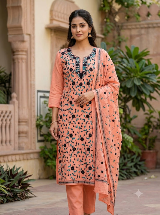 Chikonwala's Exclusive Hand Embroidered Fulkari Dress