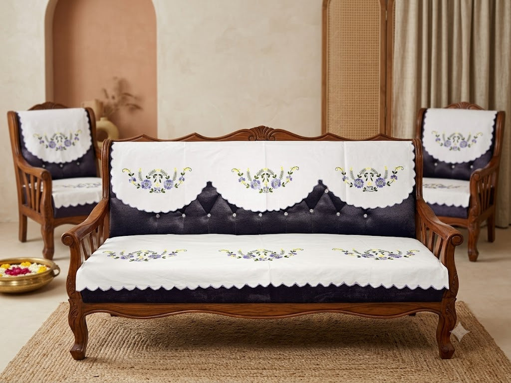 Hand Embroidered Sofa Cover (3+1+1 Seater)