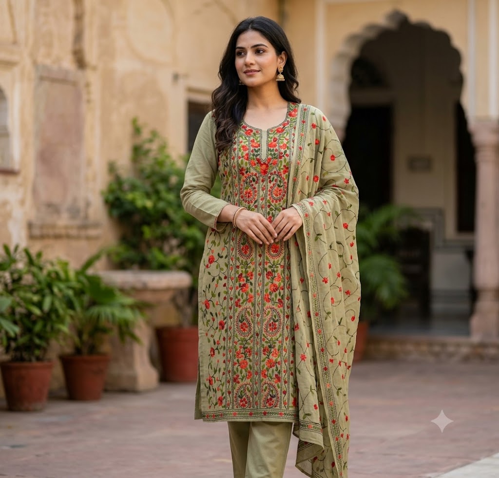 Chikonwala's Exclusive Hand Embroidered Fulkari Dress