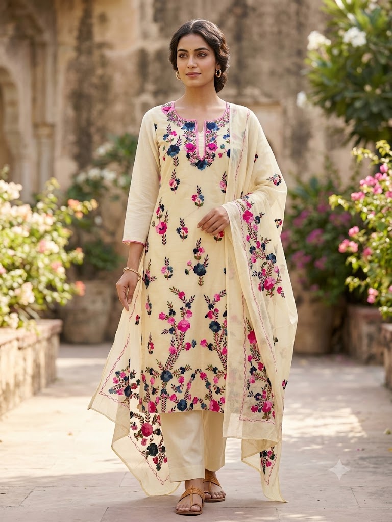 Chikonwala's Exclusive Hand Embroidered Fulkari Dress