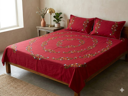 Chikonwala's Hand Embroidered Floral Design Bedsheet
