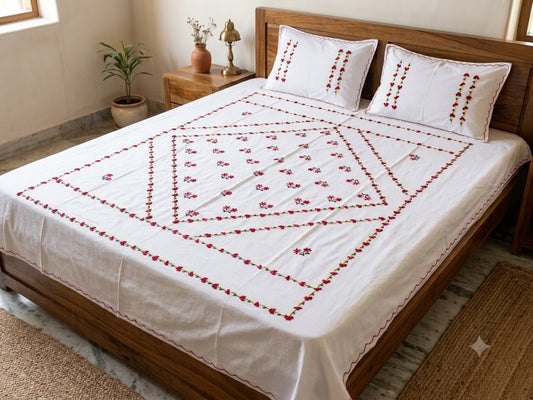 Title Chikonwala's Hand Embroidered Floral Design Bedsheet