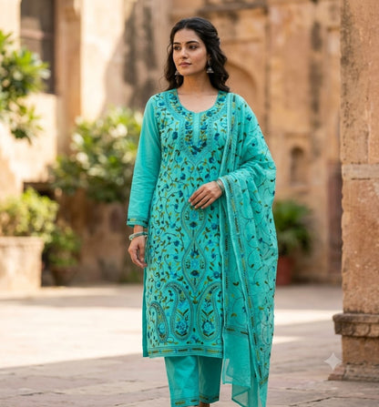 Chikonwala's Exclusive Hand Embroidered Fulkari Dress