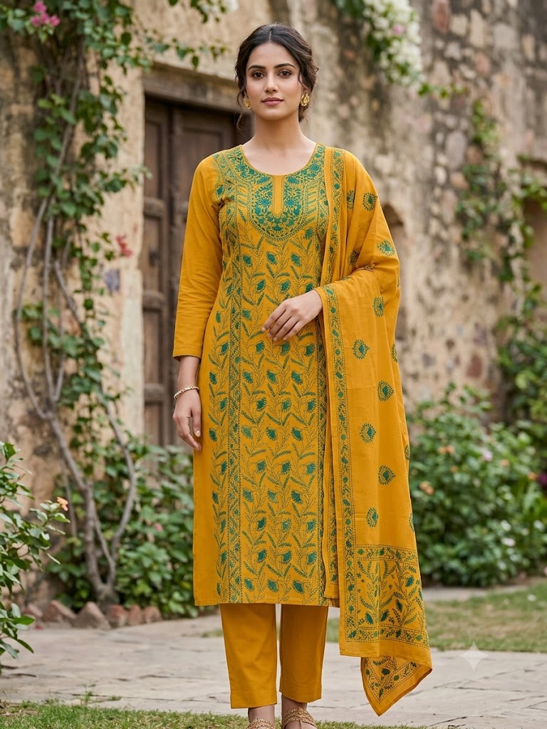 Chikonwala's Exclusive Hand Embroidered Fulkari Dress