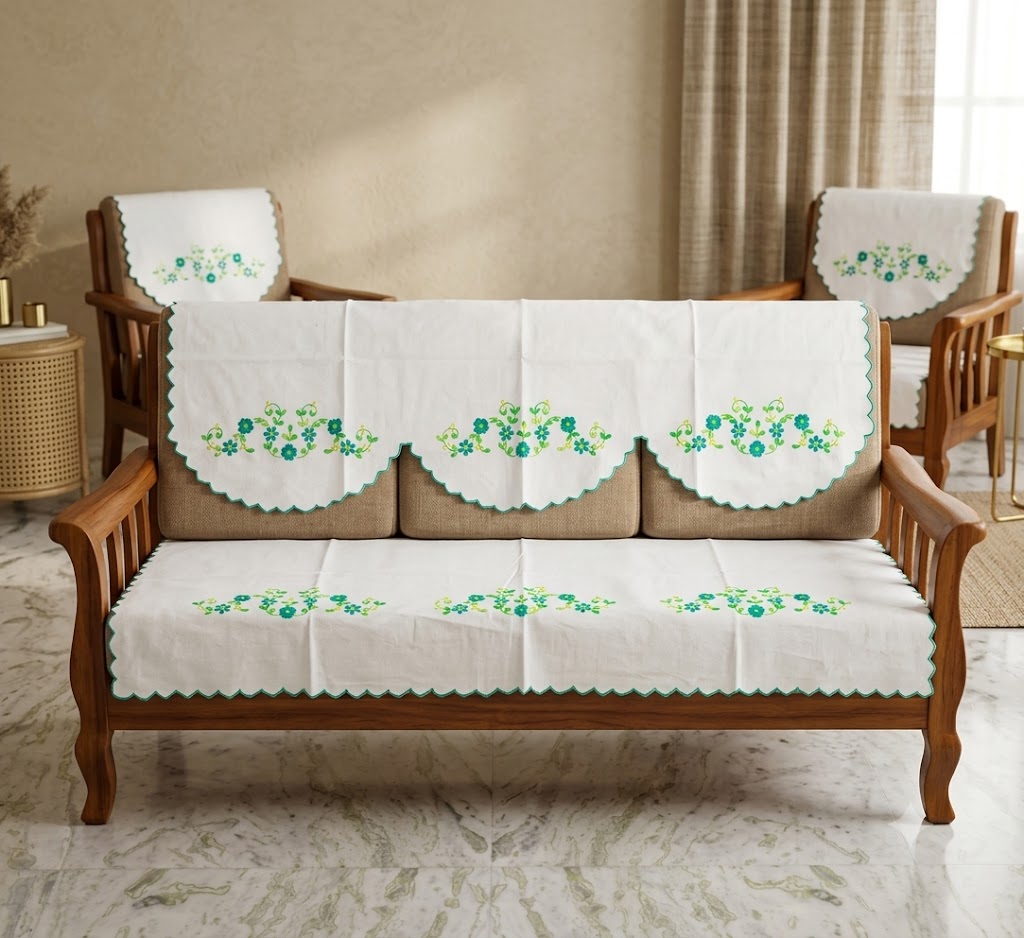Hand Embroidered Sofa Cover (3+1+1 Seater)