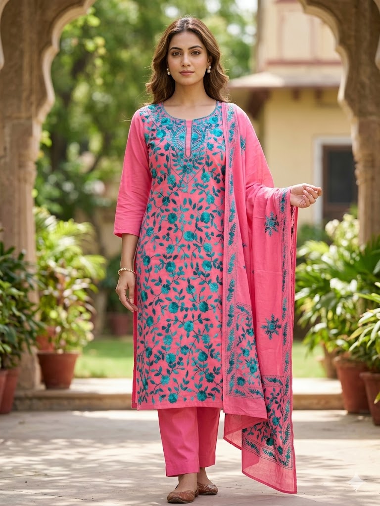 Chikonwala's Exclusive Hand Embroidered Fulkari Dress