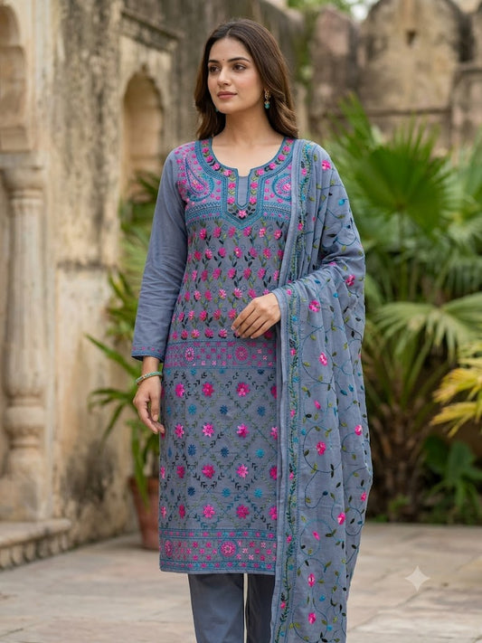 Chikonwala's Exclusive Hand Embroidered Fulkari Dress