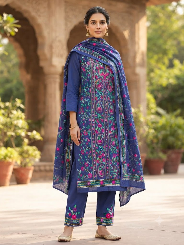Chikonwala's Exclusive Hand Embroidered Fulkari Dress