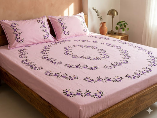 Chikonwala's Hand Embroidered Floral Design Bedsheet