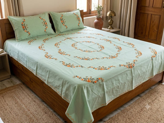 Chikonwala's Hand Embroidered Floral Design Bedsheet