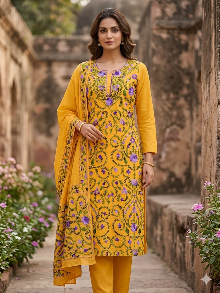 Chikonwala's Exclusive Hand Embroidered Fulkari Dress