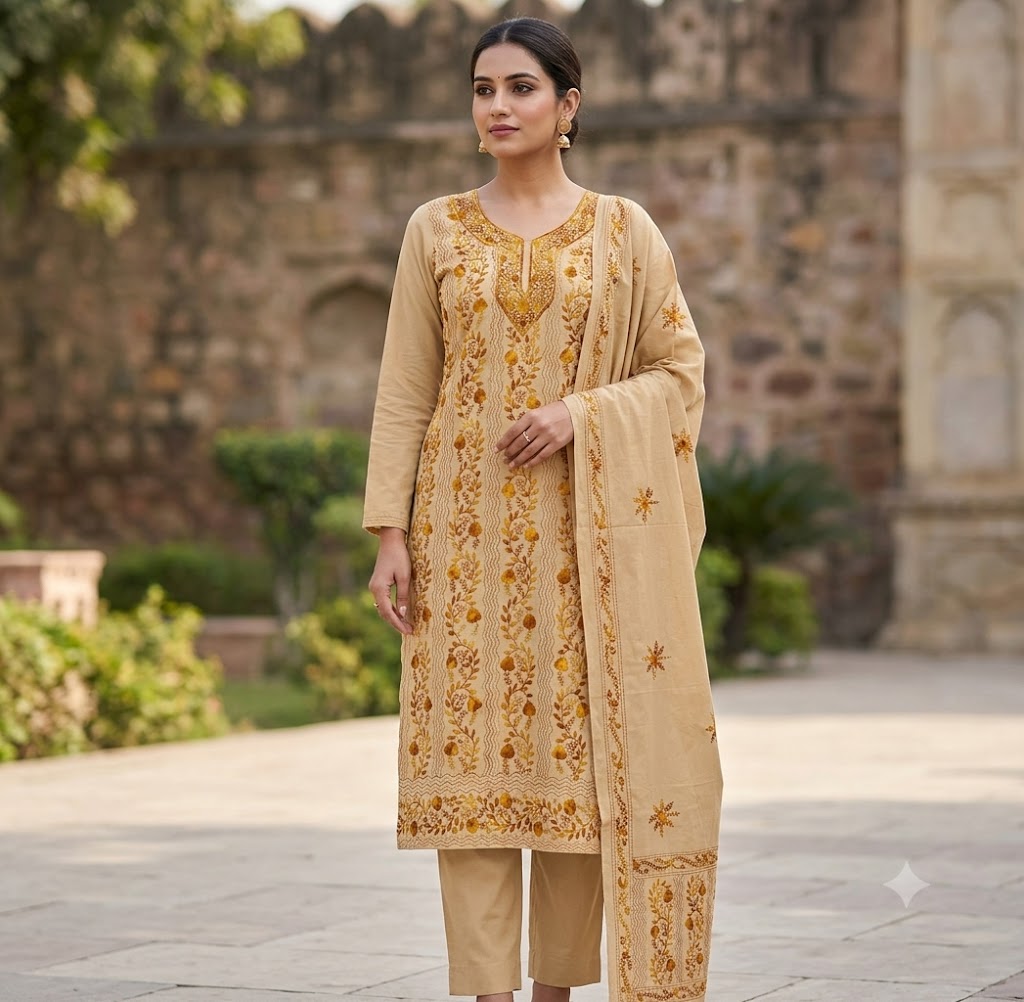 Chikonwala's Exclusive Hand Embroidered Fulkari Dress