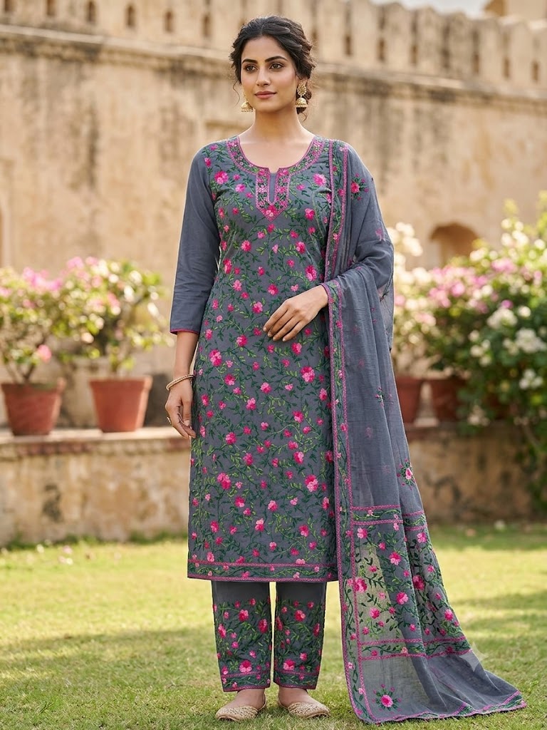 Chikonwala's Exclusive Hand Embroidered Fulkari Dress