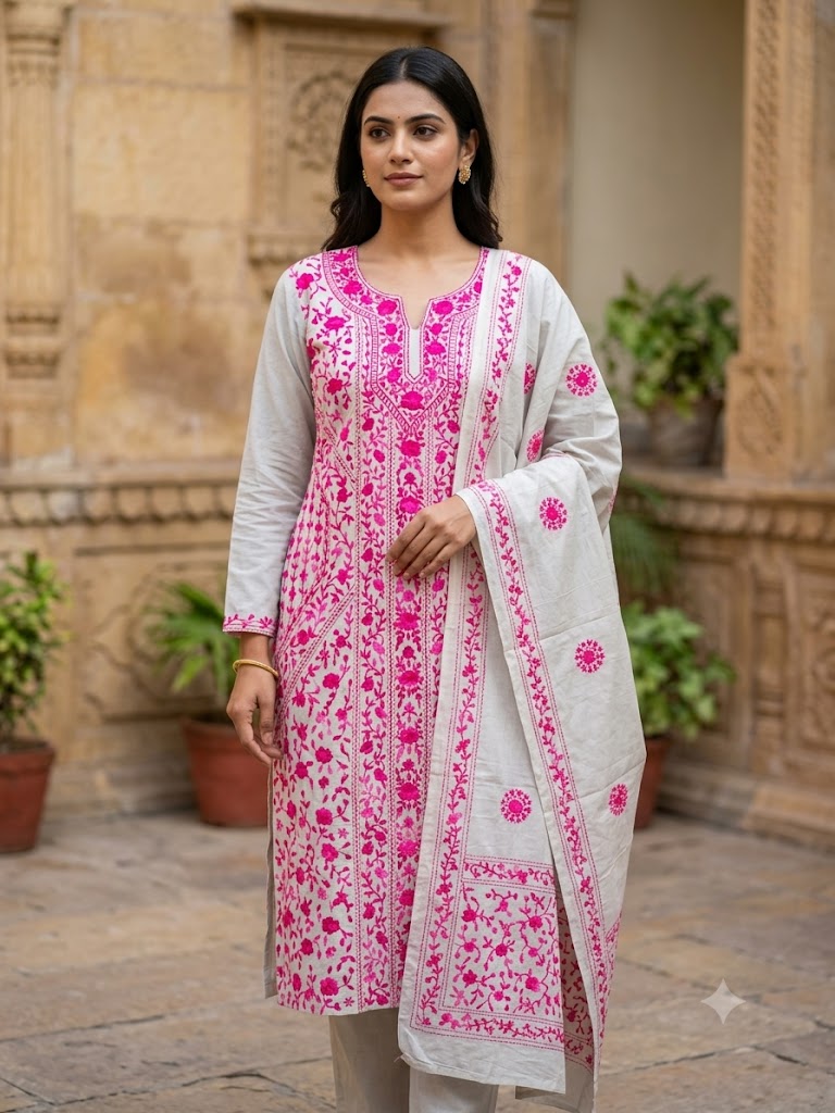Chikonwala's Exclusive Hand Embroidered Fulkari Dress