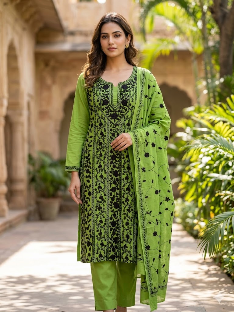 Chikonwala's Exclusive Hand Embroidered Fulkari Dress