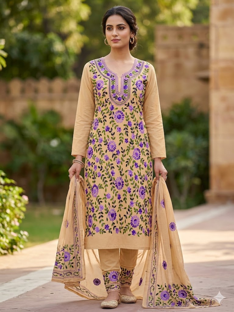 Chikonwala's Exclusive Hand Embroidered Fulkari Dress