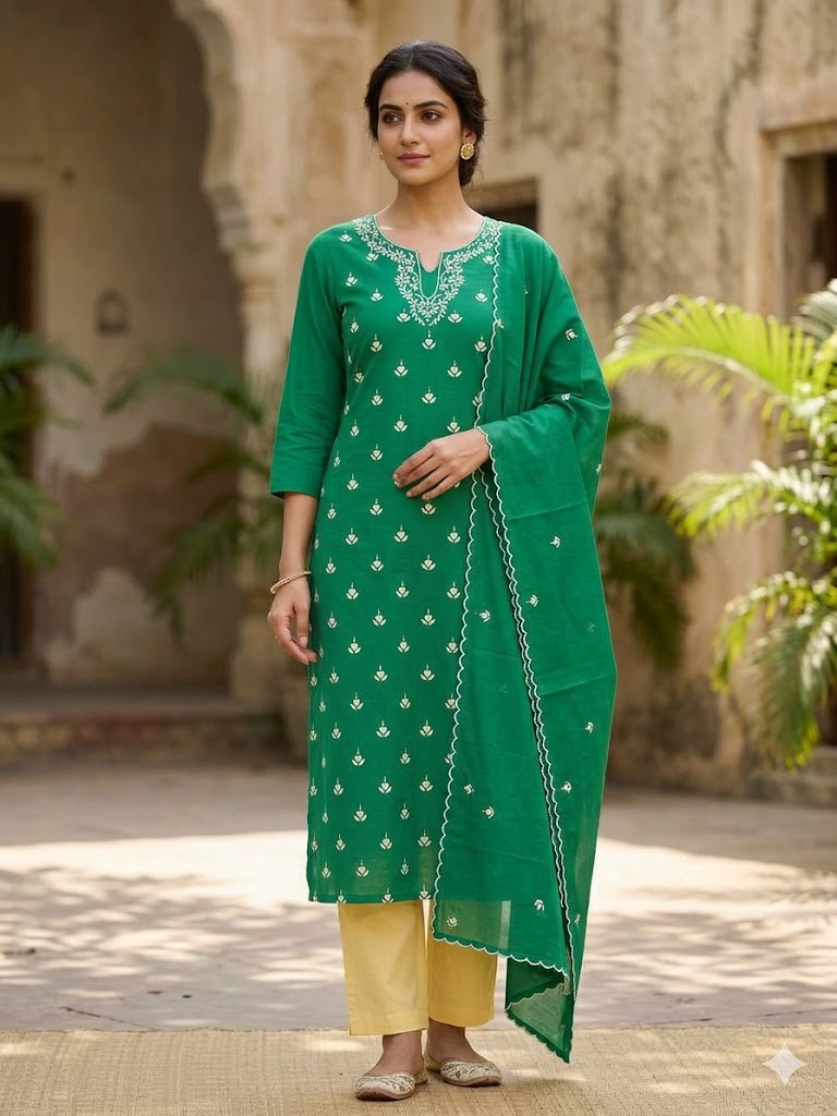 Chikonwala's Exclusive Hand Embroidered Organdy Cotton Dress Material