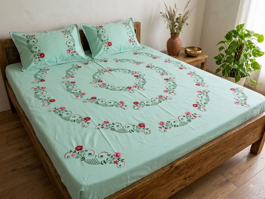 Chikonwala's Hand Embroidered Floral Design Bedsheet