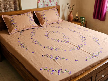 Chikonwala's Hand Embroidered Floral Design Bedsheet
