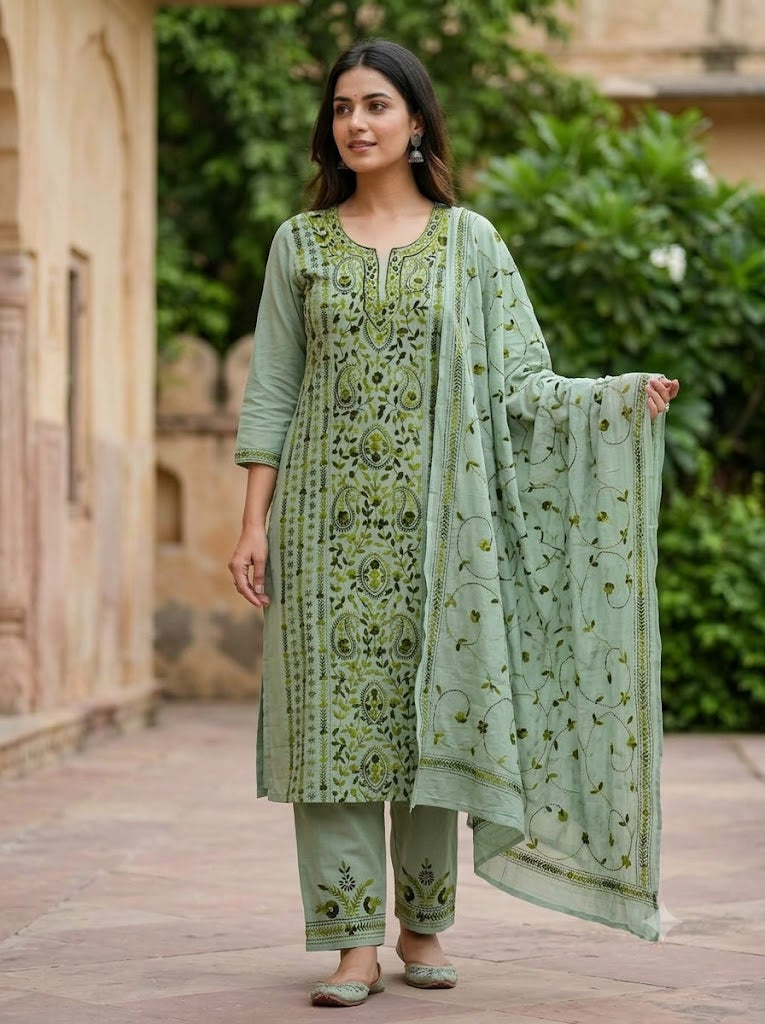 Chikonwala's Exclusive Hand Embroidered Fulkari Dress