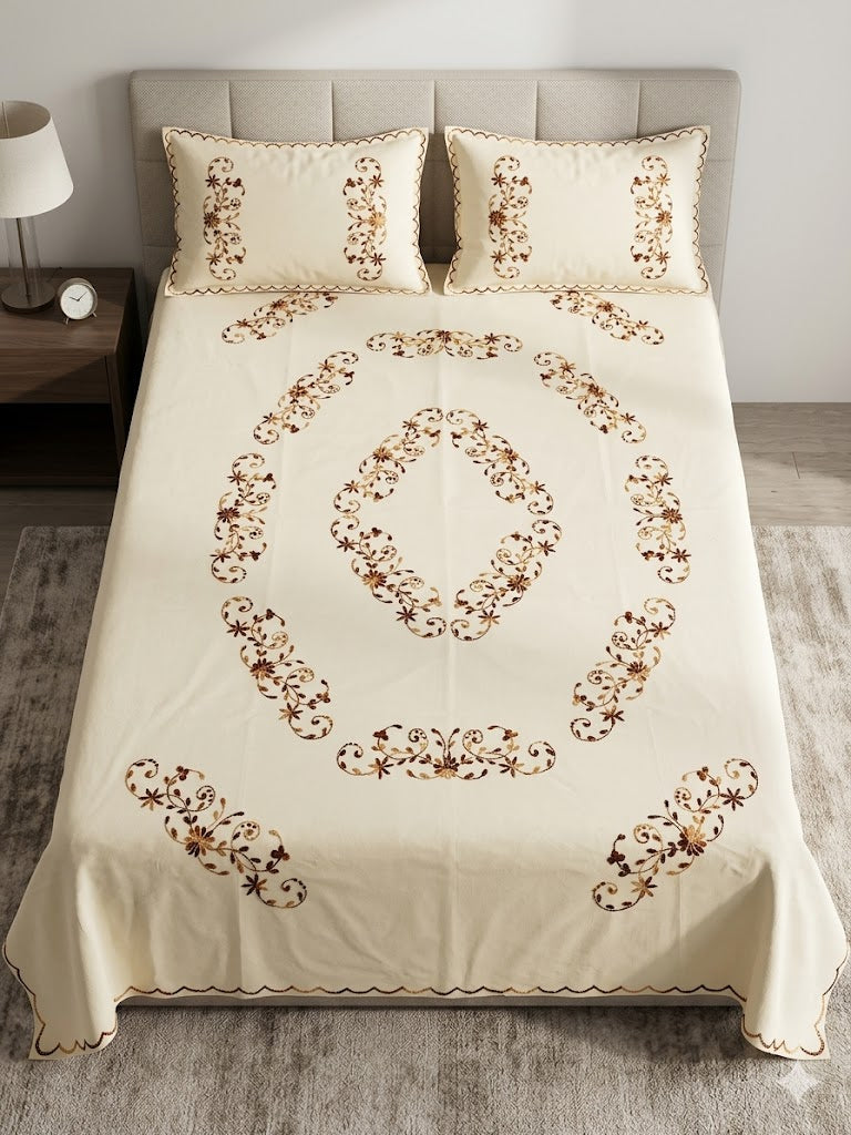 Chikonwala's Hand Embroidered Floral Design Bedsheet