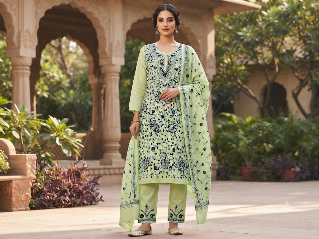 Chikonwala's Exclusive Hand Embroidered Fulkari Dress