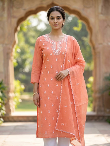 Chikonwala's Exclusive Hand Embroidered Organdy Cotton Dress Material