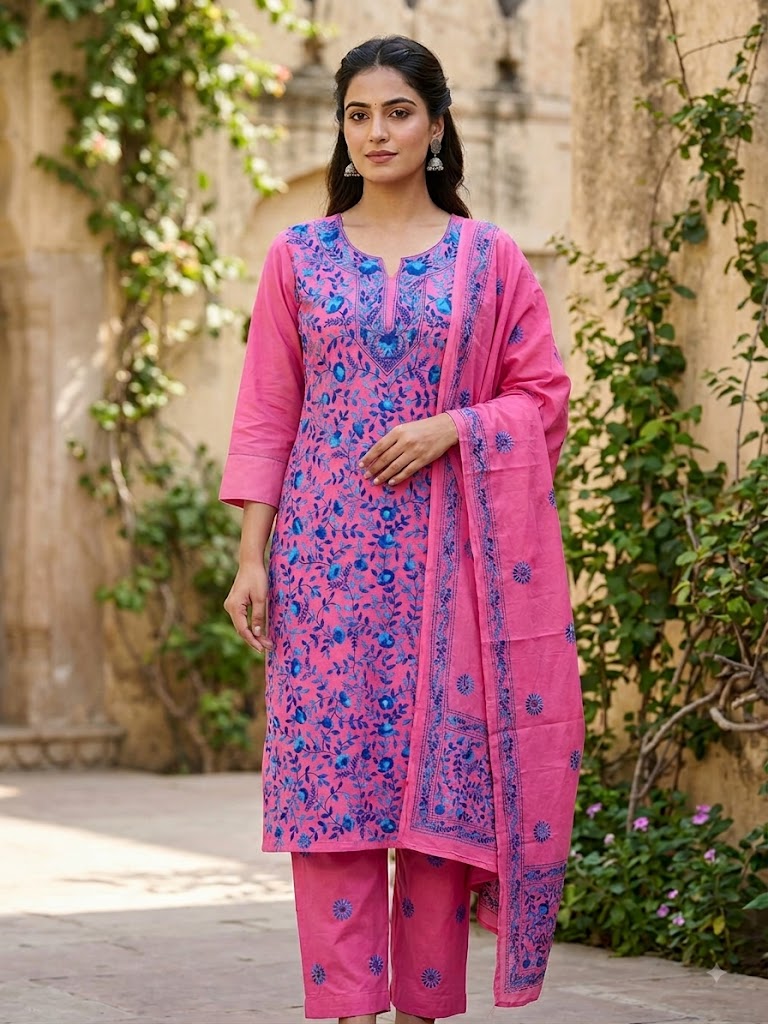 Chikonwala's Exclusive Hand Embroidered Fulkari Dress